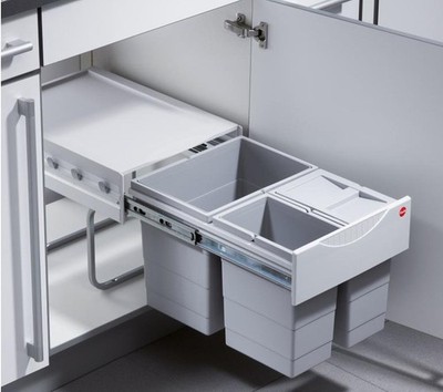 Hailo Tandem Mülleimer Küche Einbau 40cm Schrank Trennsystem 3 Fächer Bioeimer