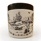 Vintage 1960s Maxwell House Milk Glass Winter Scene Coffee Canister Black Lid