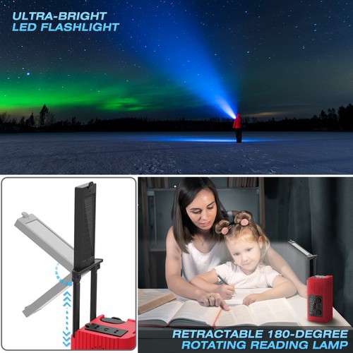 Emergency Wind Up Solar Hand Crank Radio Power Bank FM/AM USB Charger LED Torch - Picture 6 of 7