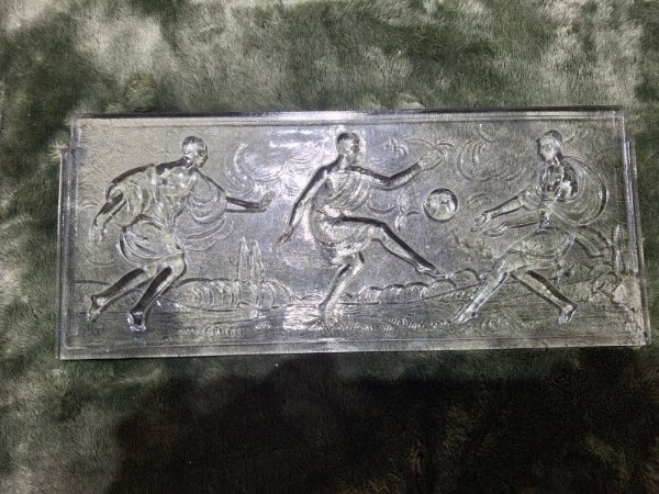 SABINO "CLEAR PLAQUE--THREE GRACES PLAYING BALL---- SIGNED