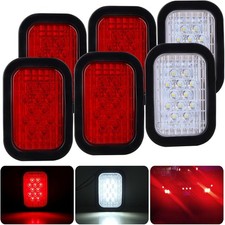6Pcs 5x3 Led Tail Lights - 4 Red  2 White 12LED Stop/Turn/Backup Lights
