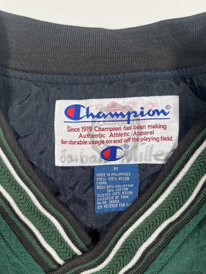 Jaqueta corta-vento Champion gola V masculina M verde pulôver bordado Solway - Imagem 3 de 4