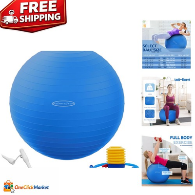 #ad Anti Burst Slip Resistant Exercise Ball with Quick Pump 55cm Blue Fitness Ball $20.24