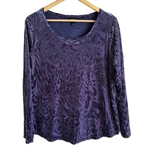 Simply Vera Wang Womens Whimsigoth Velvet Burnout Top L Black Fairy Grunge