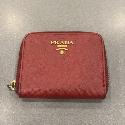 Authentic Prada Red Zip Coin Wallet Riri Zipper Italy 