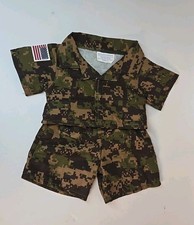 Build A Bear Workshop Camo Military Uniform Outfit Clothes Shorts  Shirt Set