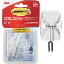 Command Small Clear Wire Hooks, 9 Hooks, 16 Strips 17067CLR-9ES Command 1.07 per strip