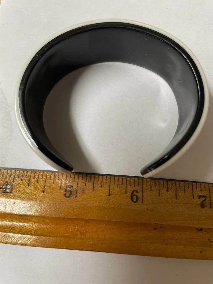 Chanel Resin Cuff Bracelet White & Black - Image 2 of 4