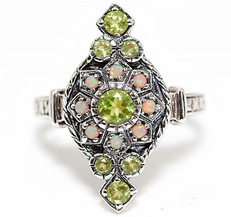 1CT Peridot 925 Solid Sterling Silver Edwardian Style Ring Sz 8 PC12-2