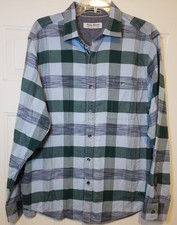 Men's TOMMY BAHAMA Long Slv Canyon Beach Flannel Shirt, Gray Light Blue Green, M