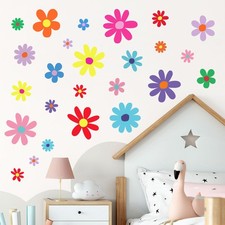 12 Sheets Daisy Wall Decals Boho Flower Stickers Cute Kids Girls Red
