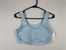 Auden Unlined Scoop Neck Ribbed Bralette Turquoise Blue Size LARGE