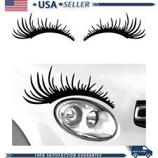 2 Pcs Car Headlight Eyelash Decal Waterproof Body Stickers Suv Truccolor Black