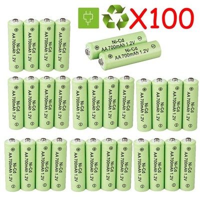 Lot 1-100x AA NiCd Rechargeable Battery 700mAh 1.2v For Garden Solar Ni-Cd Light