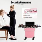 Pink Rolling Train Case Aluminum Trolley Professional Cosmetic Organizer Box New — photo 7