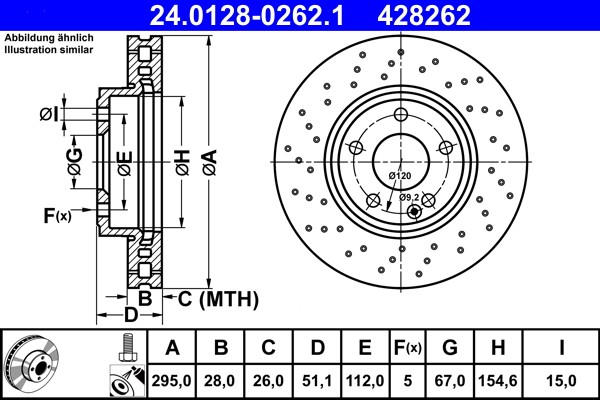 Bremsscheibe 24.0128-0262.1 ATE FüR MERCEDES-BENZ-image
