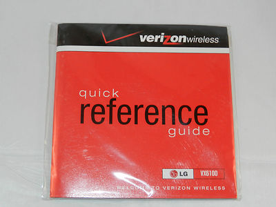 VERIZON WIRELESS QUICK REFERENCE GUIDE LG VX6100 - BOOKLET & CD ''NEW''
