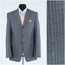 Mens Light Grey Striped Blazer 40R UK Size CHARLTON Sport Coat Vintage Jacket