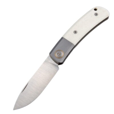 Maxace Beetle-S Slip Joint Gray Titanium & White Smooth Folding M390 Knife BTS01