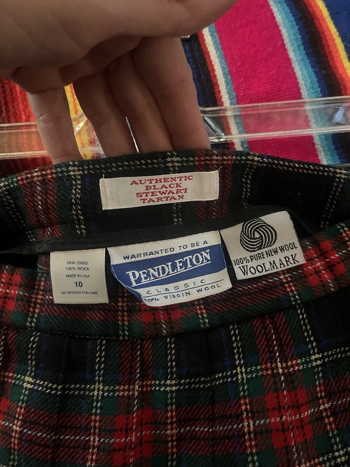 Falda plisada a cuadros escoceses tartán negra de lana Pendleton de colección EE. UU. para mujer talla 10 Foto 4 de 4