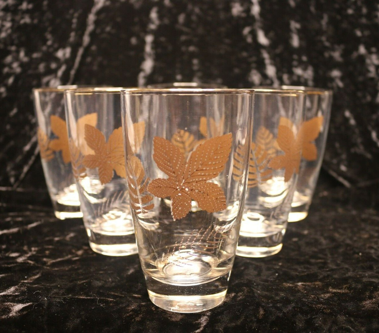 Libby Glass Company Gold Leaf Flat Tumbler x 6