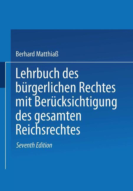 Thumbnail - Lehrbuch Des Bürgerlichen Rechtes | Buch | 9783642525353