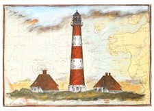 Kunstdruck - Leuchtturm WESTERHEVERSAND - von OLE WEST - (188)