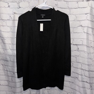 Talbots Women's Size P Black Long Sleeve Open Front Duster