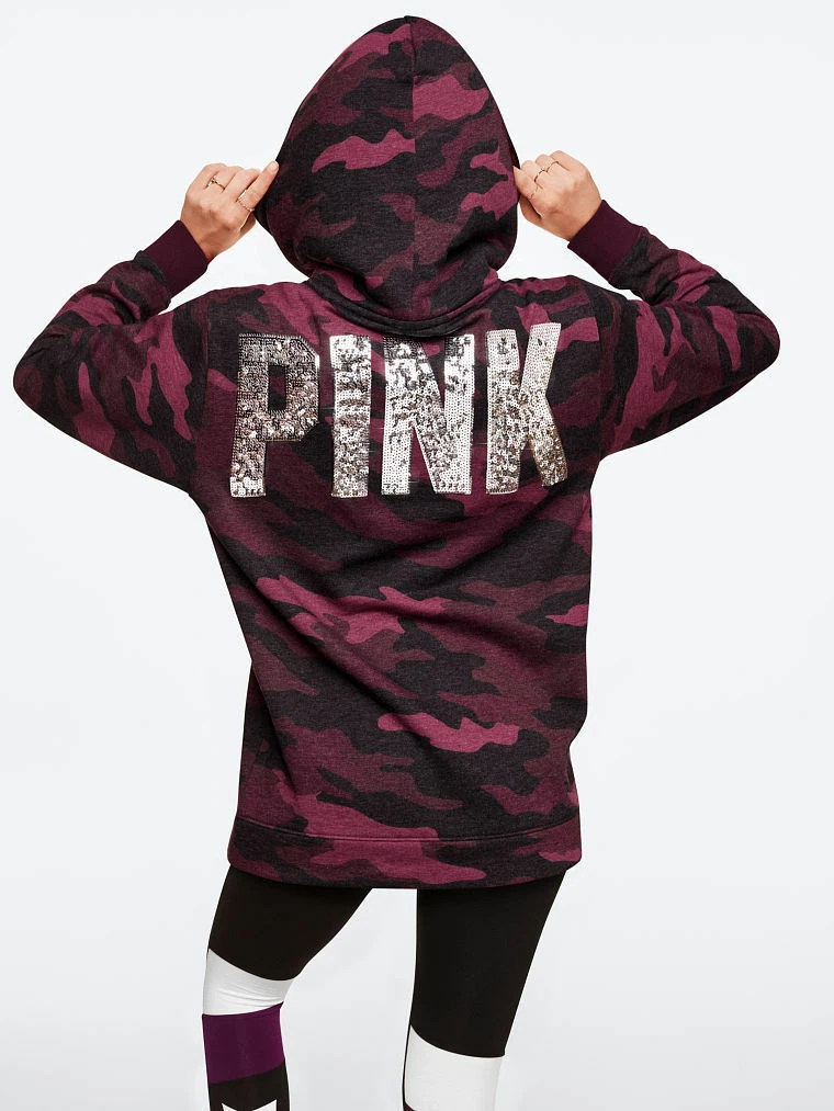 UNDERCOVER PULLOVER CON CAPPUCCIO FODERATO SHERPA PAILLETTES SECRET ROSA S L NUOVO CON ETICHETTE