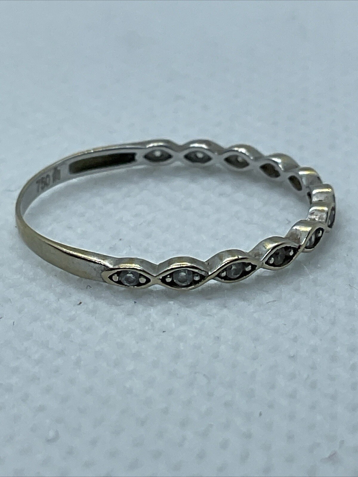 Solid 18K (750) Two Tone Gold CZ STACKABLE Ladies… - image 7