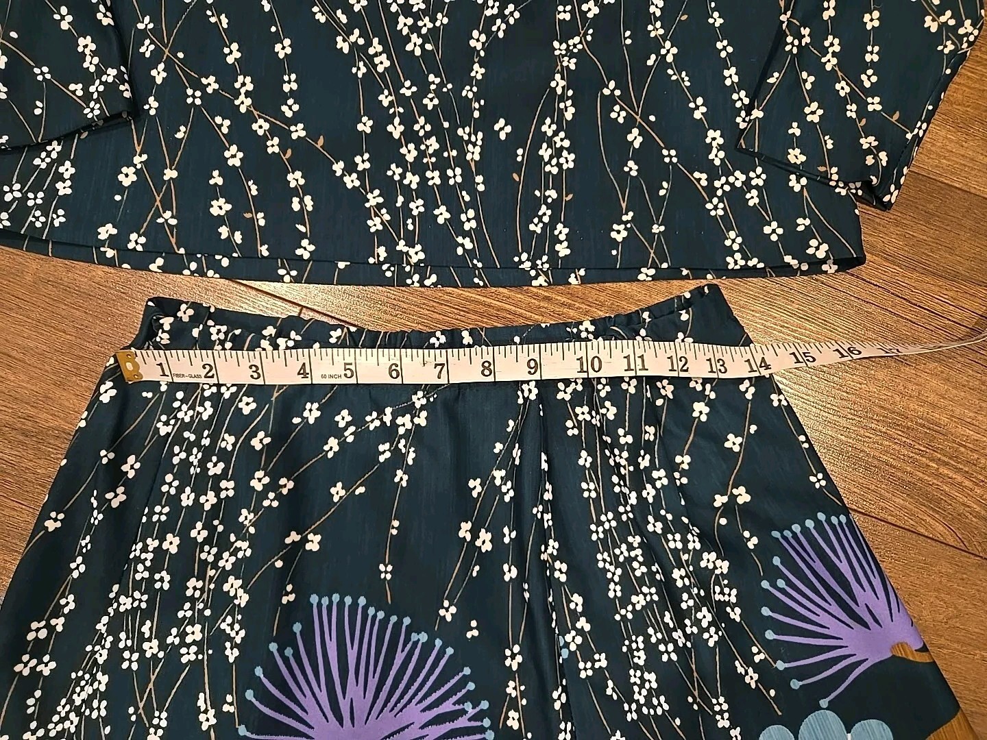 Edith Flagg Floral Green Skirt And Shirt With Ties Size Unknown See Description image 8