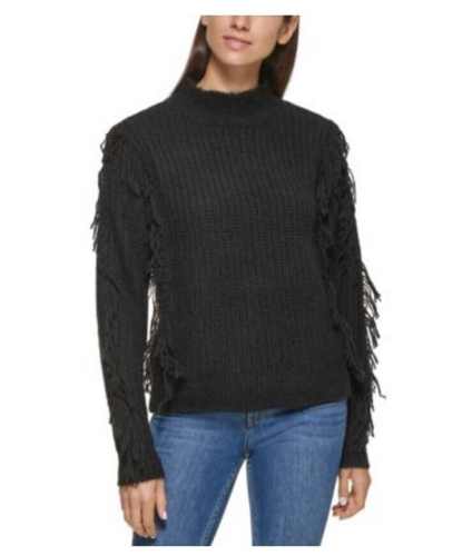 Calvin Klein Mock-Neck Fringe Sweater 