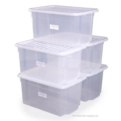 Moving Storage Plastic Containers In Diffrent Sizes White Clear