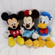 Lot Of 3 Authentic Disney Theme Parks Plush Mickey Minnie  Donald 17" Soft