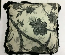 Frontgate Outdoor Yard Patio Pool Throw Pillow Phoenix Onyx Fringe Black 20"