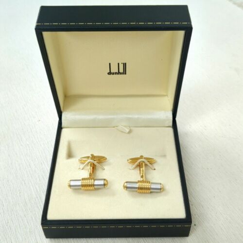 Dunhill Silver x Gold Color "d" side Logo Bullet Back Closer Cufflinks - Picture 1 of 3