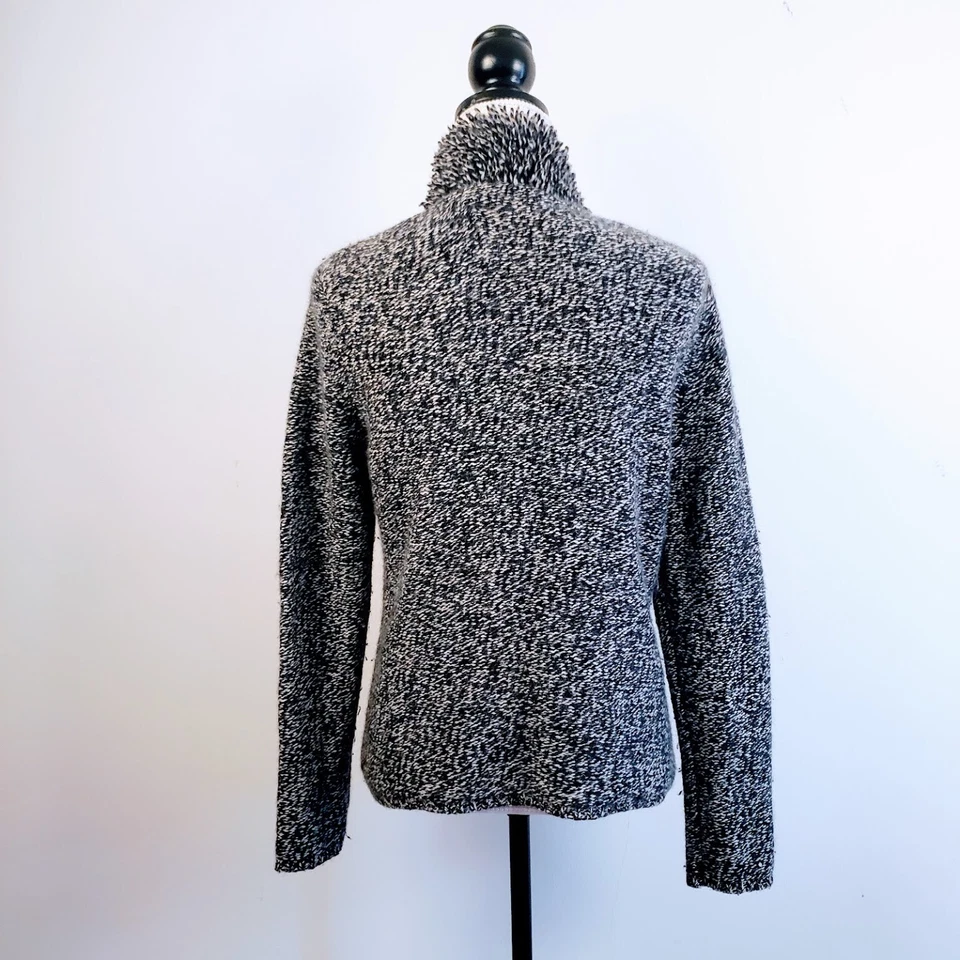 COUNTRY SHOP Jaqueta Suéter, Preto Branco Lã de Cordeiro Franja de Cabelo de Coelho Boho, P - Imagem 4 de 4