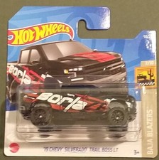 HOT WHEELS 2022 '19 CHEVY SIVERADO TRAIL BOSS LT, BLACK/RED, SHORT CARD.