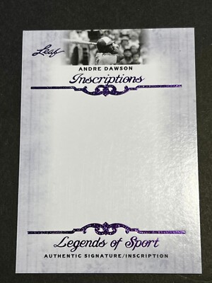 2011 Leaf Legends PURPLE BLANK BACK PROOF MISSING AUTO & #/1 Andre Dawson Script