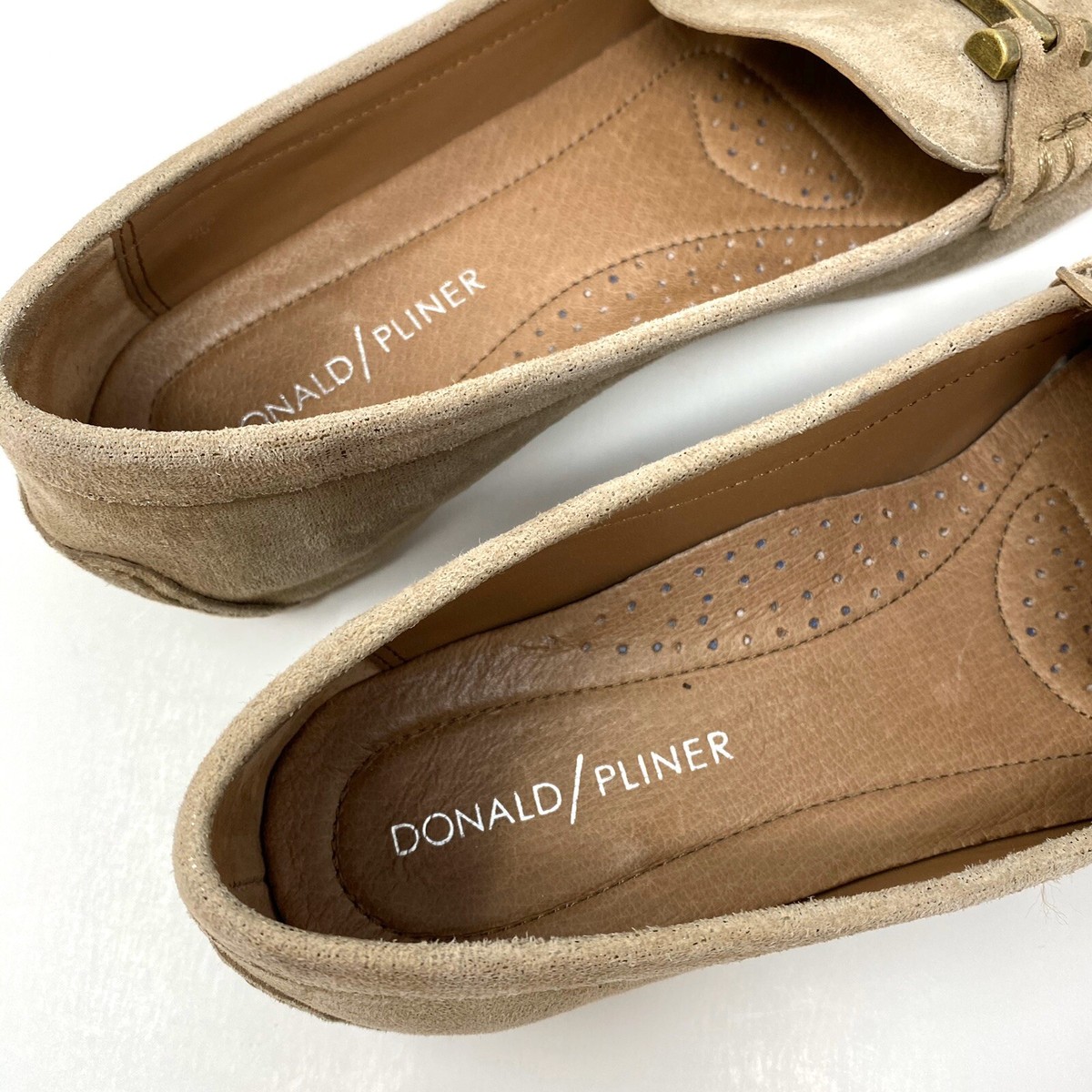 Donald J Pliner Filo Tan Metallic Suede Horsebit Loafers  display picture 3