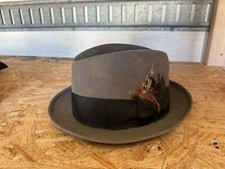 Vintage John B Stetson Heritage The Sovereign Grey Fedora Hat Sz 6 3/4