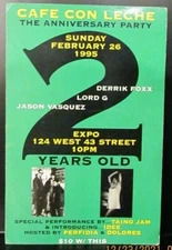 Willie Ninja 2/26/95 Café con leche 2nd Anniversary Invite Feat. DJ Lady Bunny