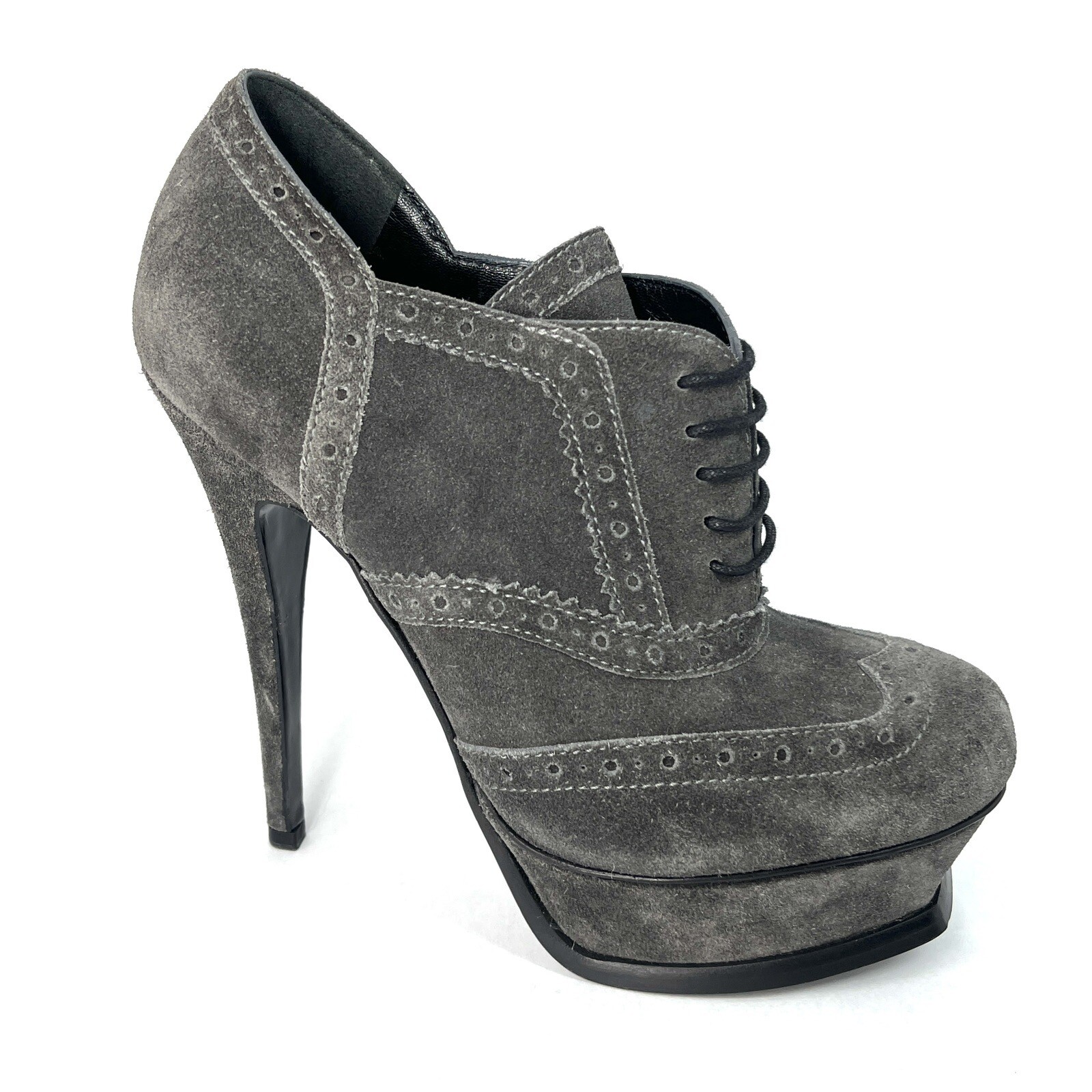 Scarpe YSL Tribute 105 Platform Bootie 35 5 Yves Saint Laurent grigio punta ala