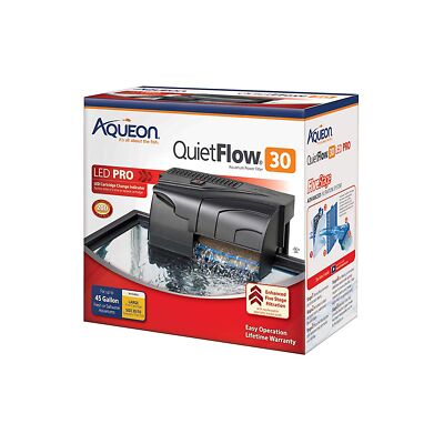 Aqueon QuietFlow 30 LED PRO Aquarium Fish Tank Power Filter For Up To 45 Gall...