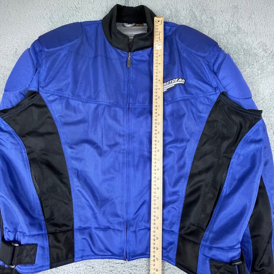 First Gear Armor Motorcycle Jacket Men XXL Blue Padded Hypertex ...