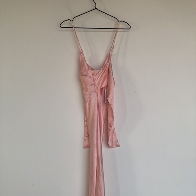 Suboo Jean Tie Slip Dress Pink Satin 