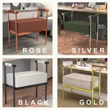 Modern Upholstered Bench Seat-Ottoman Bench with Armrests-Footrest-Foot Stool