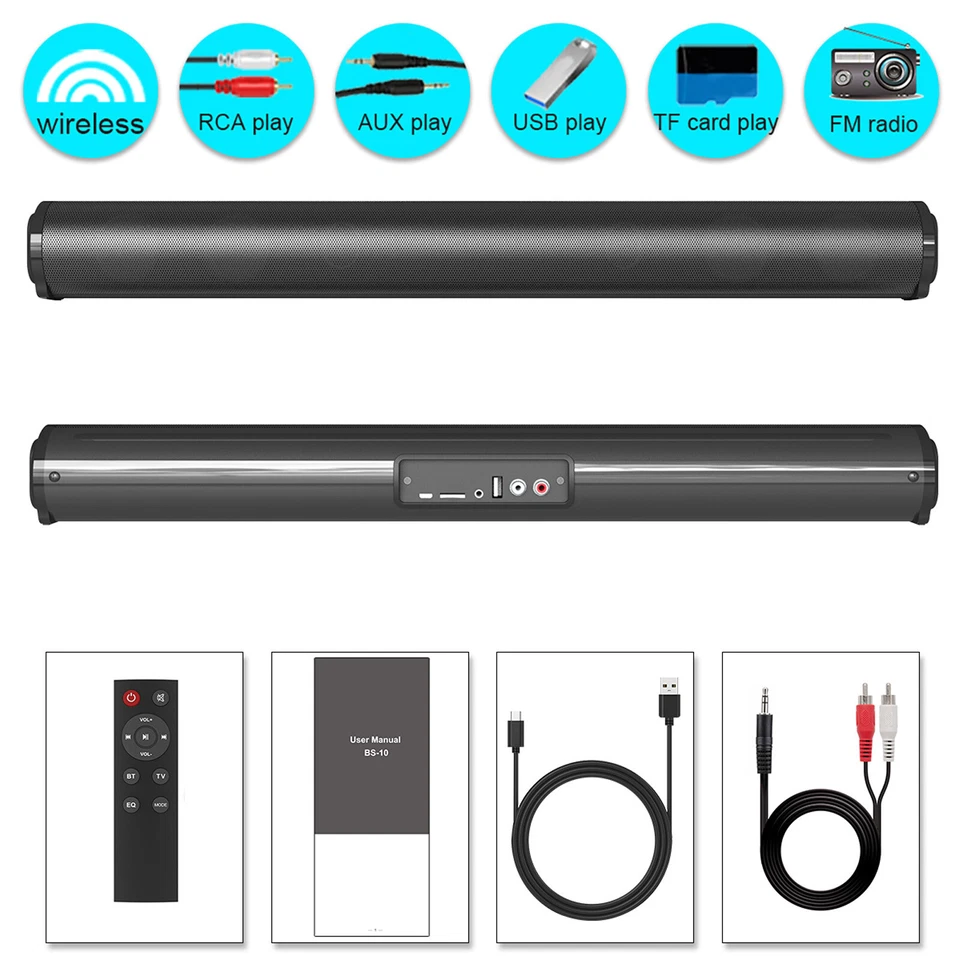 Wireless Bluetooth TV Sound Bar Theater Subwoofer Soundbar Computer Speaker 22'' - Image 2 of 4