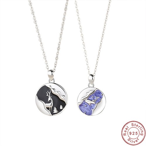 Whale Deer Couple 925 Sterling Silver 