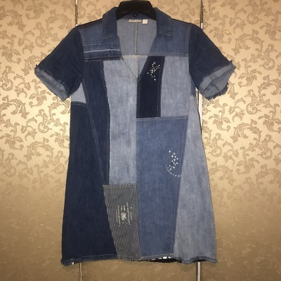anthropologie holding horses denim dress Women's Anthropologie Holding Horses Blue Jean Denim Sleeveless Embroidered F